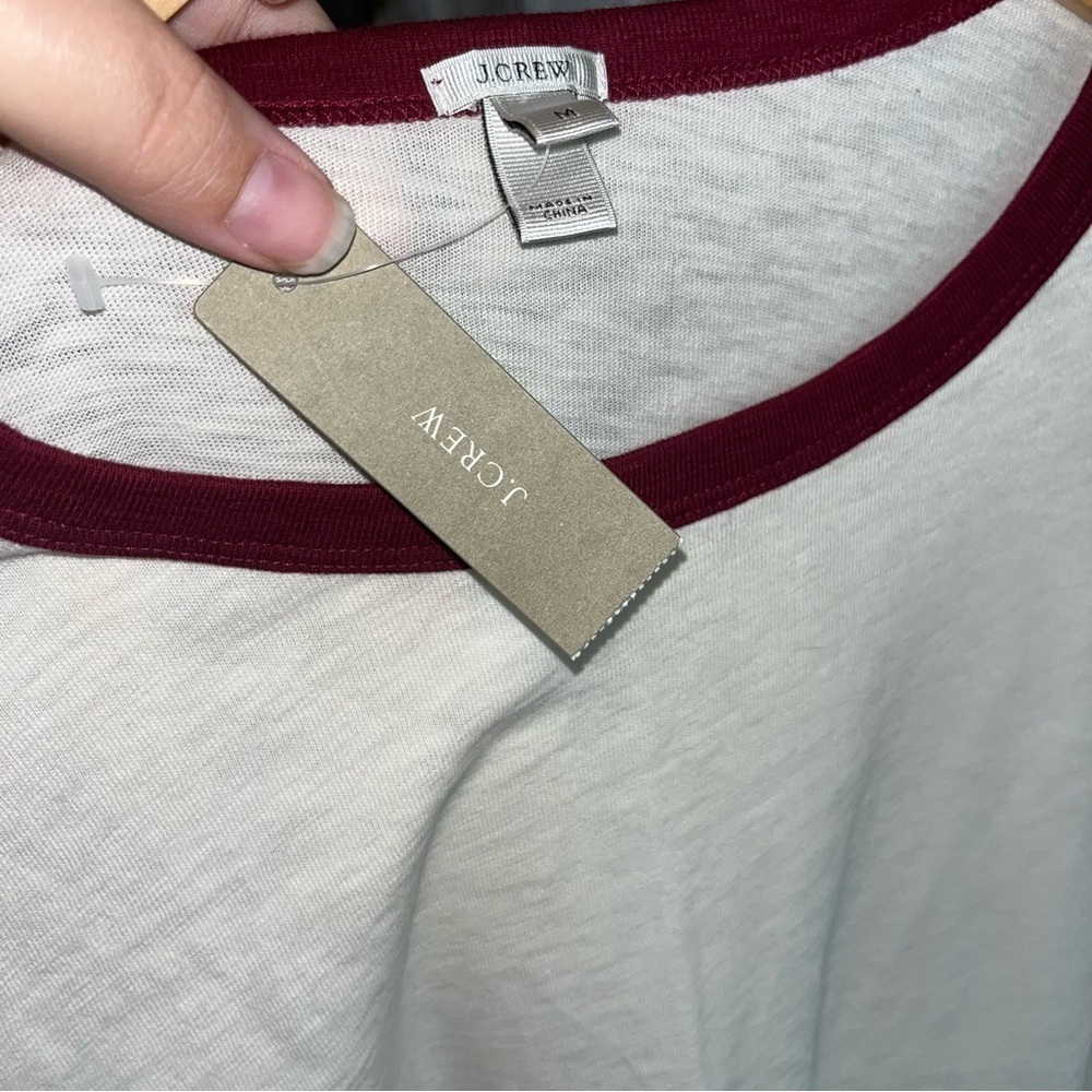 J.Crew Colorblock Sweatshirt NWT Pink Cream Magenta Slub Cotton Casual Pullover - Picture 6 of 6
